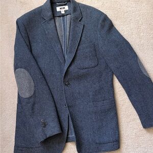 Joseph Abboud Herringbone Navy Sport Coat with Elbow Patches